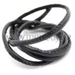 Band mit Naht - gesteppt, Ø: 4 mm, schwarz, rund, Meterware
