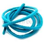 Band mit Naht - gesteppt, Ø: 4 mm, türkis, rund, Meterware