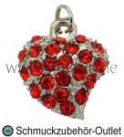 Herz Schmuckanhänger mit Strass, rot, 1 Stück