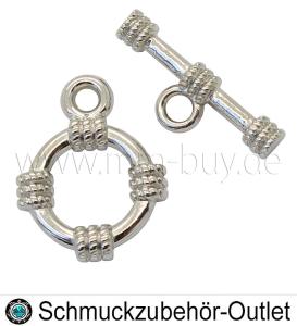 Kunststoff Knebelverschlüsse, rund, silberfarben, 15 x 19 mm, 10 Stück
