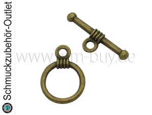 Knebelverschluss, bronzefarben, rund, 15x11 mm, 1 Stück