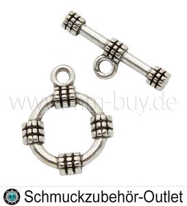 Knebelverschluss, silberfarben, rund, 19x15 mm, 1 Stück