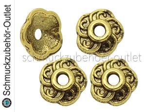 Perlenkappen goldfarben (10 x 3 mm), 4 Stück