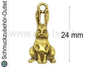 Schmuckanhänger, Hase, goldfarben, 24x10 mm, 1 Stück