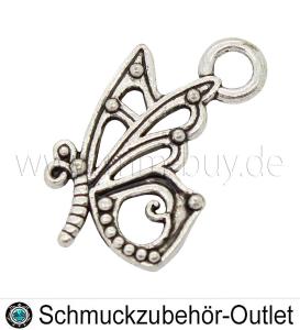 Schmuckanhänger, Schmetterling, silberfarben, 17x10 mm, 1 Stück