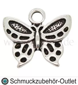 Schmuckanhänger, Schmetterling, silberfarben, 15x16 mm, 1 Stück