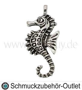 Schmuckanhänger, Seepferdchen, Antik Silber, 29x12 mm, 1 Stück