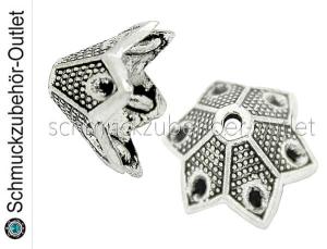 Große Perlenkappen antik silber (20 x 10 mm), 2 Stück