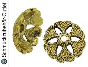 Perlenkappen antik goldfarben (20 x 7mm), 2 Stück