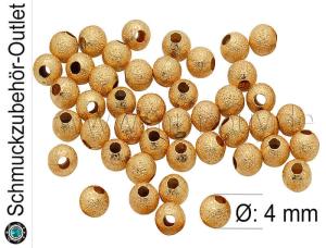 Raue Metallperlen "Stardustperlen" goldfarben, Ø: 4mm, 50 Stück