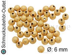 Raue Metallperlen "Stardustperlen" nickelfrei, goldfarben, Ø: 6mm, 20 Stück