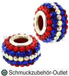 Großlochperlen mit Strass, Ø: 9x15 mm, Loch: 4.8 mm, 1 Stück