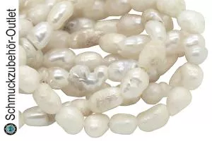 Süßwasserperlen weiß Reis (ca. 1.7 x 2 mm), 1 Strang - 39 Perlen / 14 cm