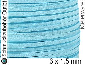 Flaches Band Wildlederoptik helltürkis (3 x 1.5 mm), 1 Meter