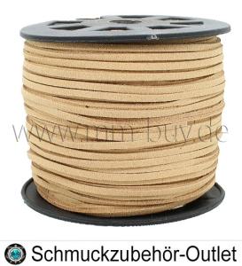 Flaches Band, Wildlederoptik, beige, 3 x 1.5 mm, 1 Meter