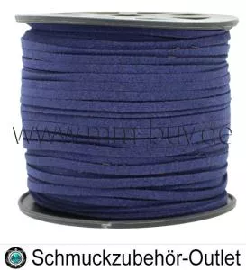 Flaches Band, Wildlederoptik, dunkelblau, 3 x 1.5 mm, 1 Meter