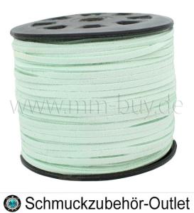 Flaches Band, Wildlederoptik, mint, 3 x 1.5 mm, 1 Meter
