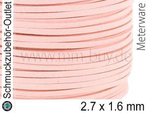 Wildlederband, flach, helles Apricot, 2.7 x 1.6 mm, 1 Meter