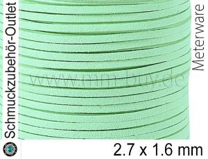 Wildlederband, flach, Pfefferminz, 2.7 x 1.6 mm, 1 Meter