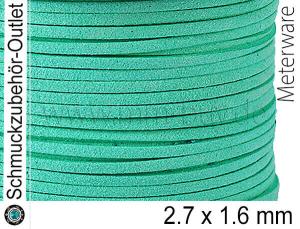Wildlederband, flach, seegrün, 2.7 x 1.6 mm, 1 Meter