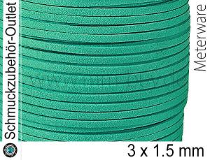 Wildlederband, flach, seegrün, 3 x 1.5 mm, 1 Meter