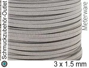 Flaches Band, Wildlederoptik, rosenholzgrau, 3 x 1.5 mm, 1 Meter