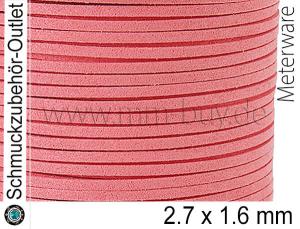 Wildlederband, flach, Wassermelone, 2.7 x 1.6 mm, 1 Meter