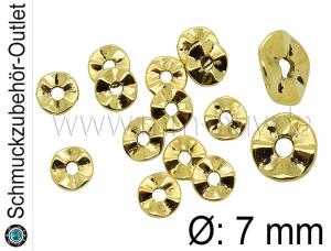 Zwischenperlen, Scheiben, goldfarben, Ø: 7 mm, 20 Stück