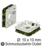 Zwischenperlen mit Strass, Quadrat, olivgrün, 10x10 mm, 5 Stück