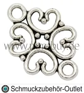 Schmuckverbinder, Mittelstück, Farbe: antik silber, 19 x 13 mm, 1 Stück