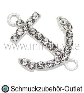 Schmuckverbinder „Anker“, silberfarben, 24x18 mm, 1 Stück
