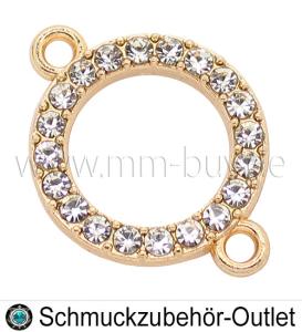 Schmuckverbinder mit Strass, hellroségold, 23x17 mm, 1 Stück
