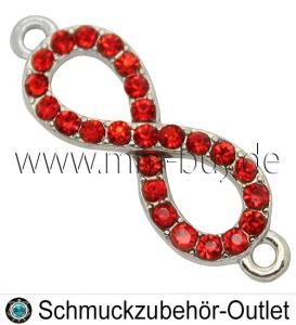 Schmuckverbinder "Unendlichkeitszeichen", rot, 33x10 mm, 1 Stück